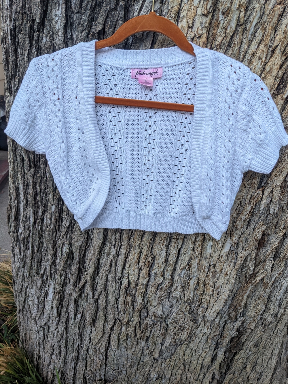 Pink Angel Cropped Open-Front Cotton Sweater Size XL NWT